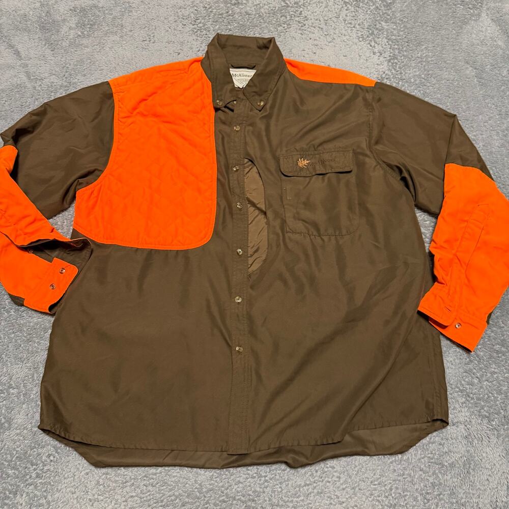 McAlister Shirt Mens XL Shooting Brown Orange Button Long Sleeve Hunting